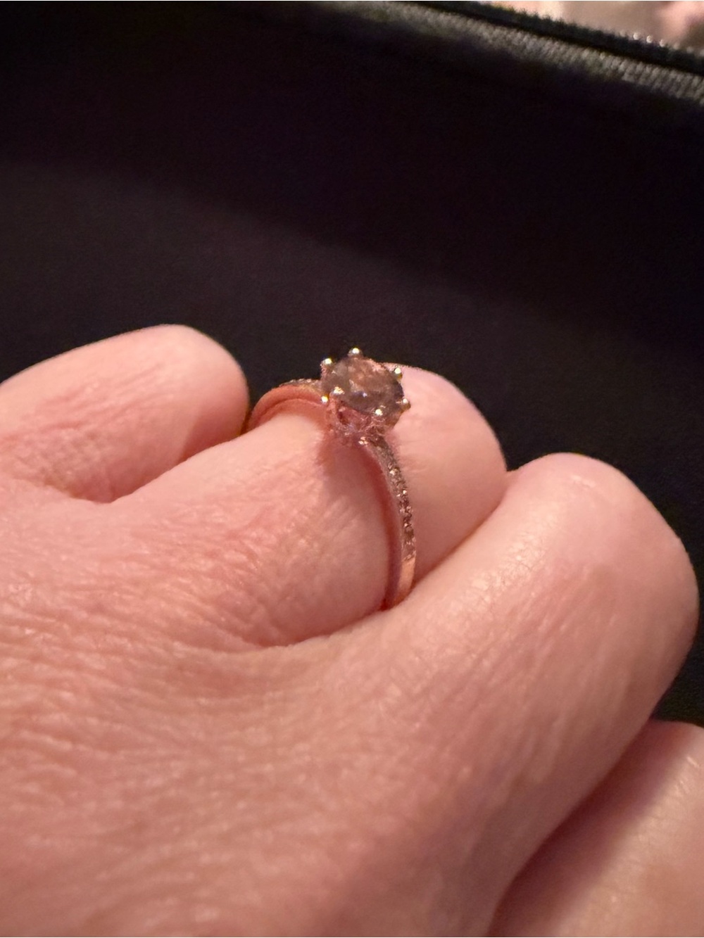 Pandora Rose Gold Ring with Blush Pink Center and Pavé Accents - Picture 2 of 3